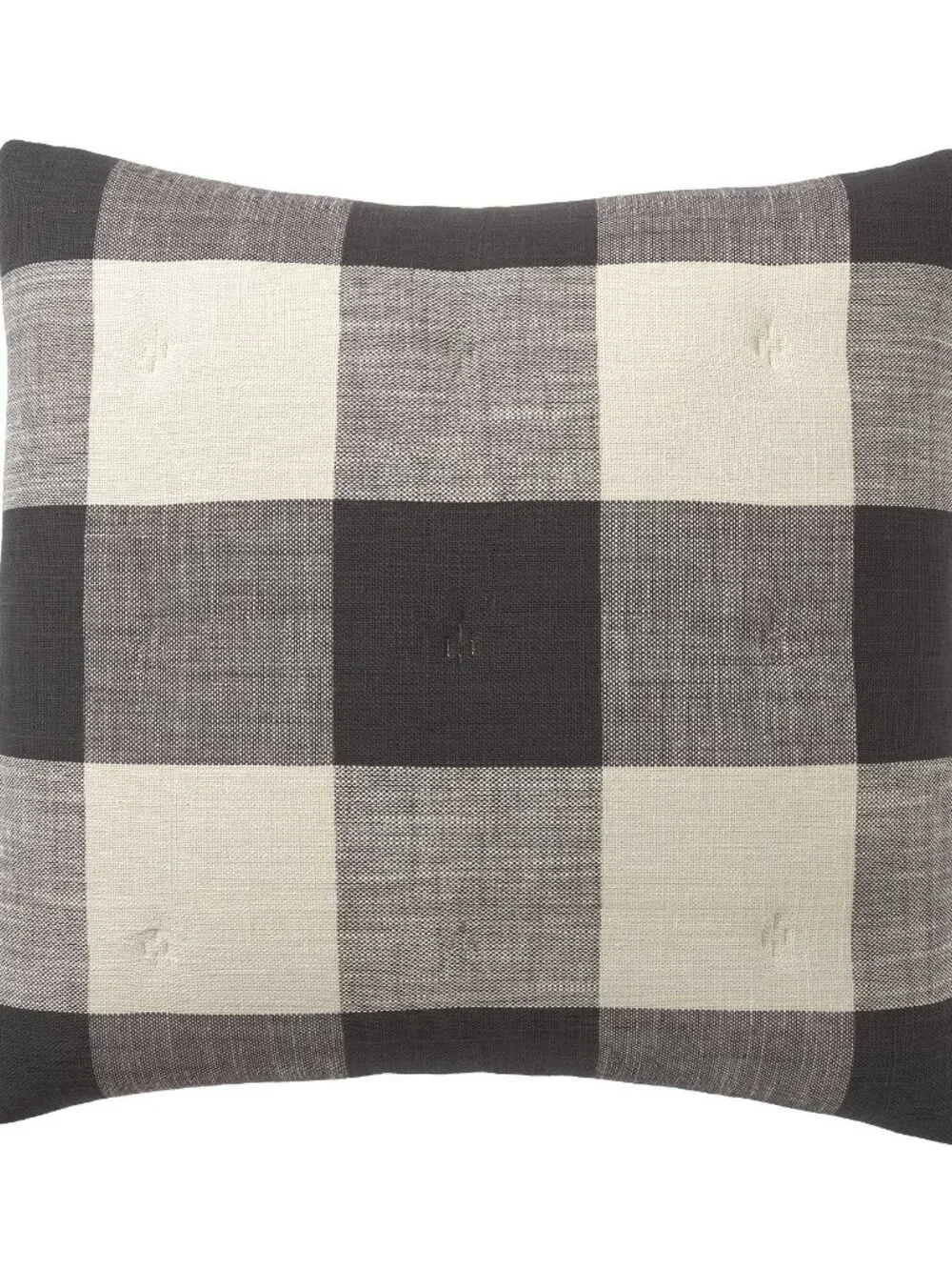 2 Pottery Barn Bryce Check Euro Sham Yarn Dyed Charcoal Black Cream NWT